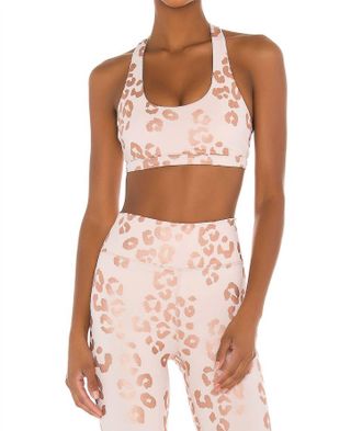 Spiritual Gangster Reana Sports Bra 2.0 In Rose Gold With Lux Cheetah Print