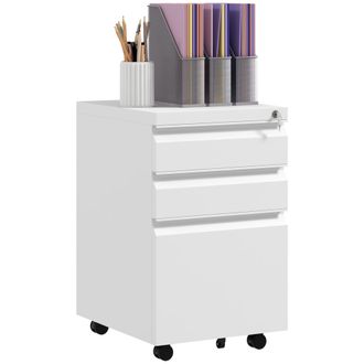 Vinsetto Filing Cabinet With Lock And Hanging Bar For Letter A4 Legal - White | TJ Hughes