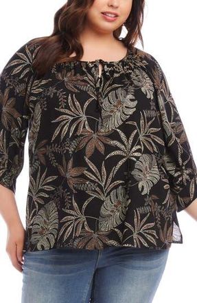 Karen Kane Beaded Blouson Sleeve Top in Black Print at Nordstrom Rack, Size 2X