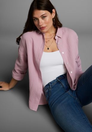 Laura Scott Longbluse LAURA SCOTT, Damen, Gr. 42, rosa (ros&eacute;), Web, Obermaterial: 100% Baumwolle, unifarben, Basic, l&auml;ssig geschnitten, verstellbar, Blusen Longbl
