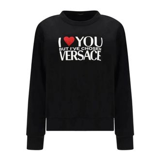 Versace Hoodies & sweatvesten, Dames, Zwart, XS, Katoen, Cotton Logo Sweatshirt