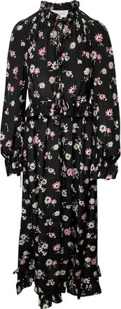 Les R&ecirc;veries Les Rev&ecirc;ries Tie-front Maxi Dress in Floral Print Silk