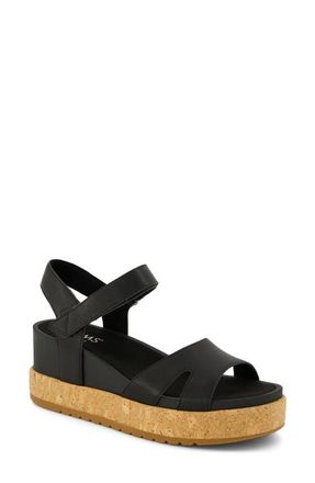 Toms Alana Wedge Sandal in Black/Cork at Nordstrom, Size 5.5