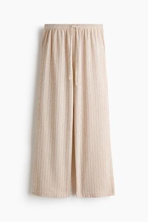 H&M Wide Pull-on Trousers in Light Beige/striped at Nordstrom, Size Xx-Large