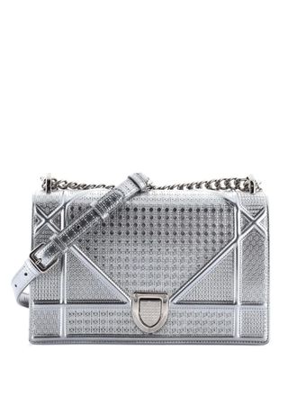 Dior Diorama Flap Bag Cannage Embossed Calfskin Medium shoulder bag - Argento