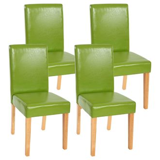 Hhg Hhg - Juego De 4 Sillas De Comedor Silla De Cocina Littau, Polipiel, Verde, Patas Claras