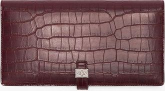 Ganni Burgundy Red Sue Long Slim Wallet in Croco