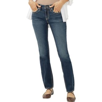 Silver Jeans Co Suki Curvy Mid Rise Straight Leg Jeans in Aubrey at Nordstrom, Size 29 X 31