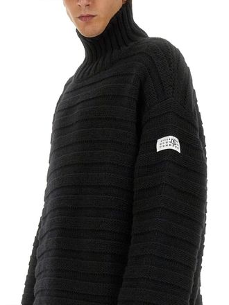 Maison Margiela Virgin Wool Turtleneck Sweater - Black