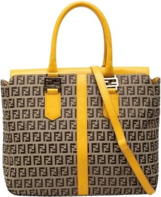 Fendi Pre-owned Handbags, female, Brown, Size: ONE SIZE Pre-owned Canvas Handbag