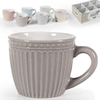 Trade Shop Trade Shop - Set 6 Pz Tazze Tazzine Caffe Senza Piattino 90ml 5,3cm Colori Assortiti 773938
