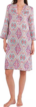 Nimo With Love Sapphire Short Kaftan Dress In Sorbet Ikat