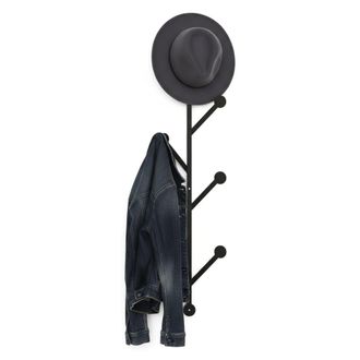 Dmora Dmora - Perchero Nocturne, Perchas, Percha Multiusos, Perchero De Pared, 22x5h94 Cm, Negro, Con Embalaje Reforzado