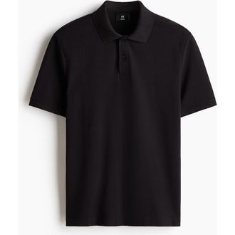 H&M Regular Fit Polo Shirt in Black at Nordstrom, Size X-Small