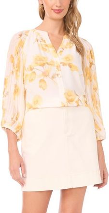 Vince Camuto Pleated Sleeve Top in New Ivory at Nordstrom, Size Xx-Small