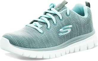 Skechers Womens Graceful Twisted Fortune Sneaker, Gray & Mint Mesh/Trim, 6.5 UK
