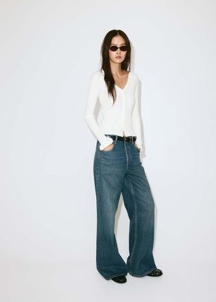 Mango Cardigan coste volant grezzo - Donna - XXS - MANGO