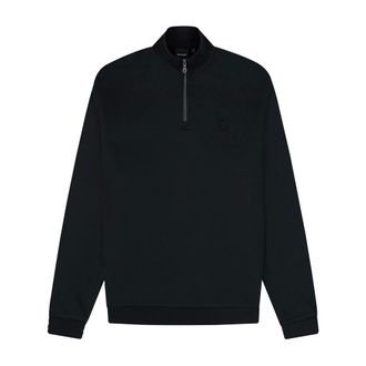 Lyle & Scott Hoodies & sweatvesten, Heren, Zwart, XS, Katoen, Tonal Eagle Quarter Zip Sweatshirt