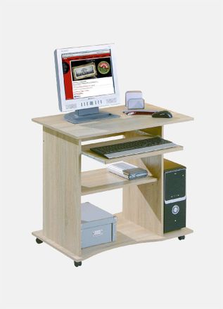 Dmora Mini Bureau &Agrave; Roulettes En Stratifi&eacute; Finition Ch&ecirc;ne, 80 X 75 X 50 Cm - Dmora