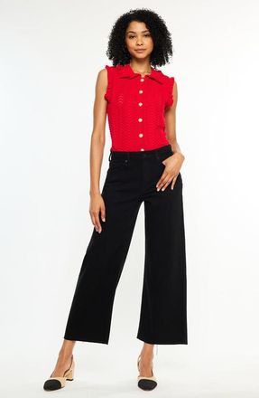 Kancan Dianella High Rise Crop Wide Leg Jeans in Black at Nordstrom, Size 30