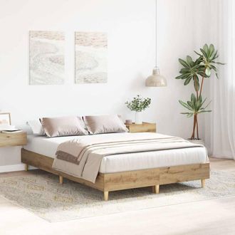 Berkfield Home Durable Bed Frame No Mattress Artisan Oak 135x190 cm Double Engin in Brown