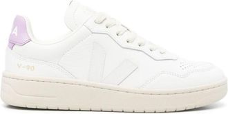 Veja Witte Leren Sneakers met Logo Print - Dames - Sneakers - Wit - 37 1/2 EU - Leer - Schoenen