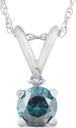 Pompeii3 10k White Gold 1/4ct TDW Blue and White Diamond Necklace