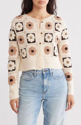 Cotton Emporium Flower Patch Button Front Cardigan in Ivory at Nordstrom Rack, Size X-Small