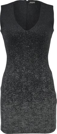 Dsquared2 V-Neck Mini Dress in Grey Virgin Wool