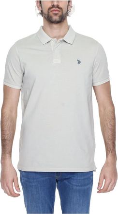 U.S.Polo Association Beige Polo Knoopsluiting Korte Mouw - Heren - Polos - Grijs - XL - Katoen - Tops