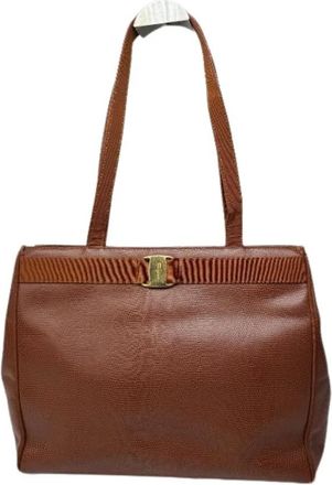 Ferragamo Pre-owned Shoulder Bag - Dames - Vintage Schoudertas - Bruin - ONE Size - Leer - Vintage