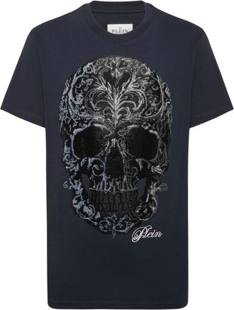 Philipp Plein Ronde Hals T-Shirt Degrade Skull - Heren - T-shirts - Blauw - S - Katoen - Tops