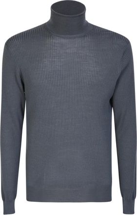 Dell'Oglio High Neck Pullover - Heren - Coltruien - Blauw - L - Wol - Truien & Vesten