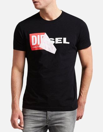 Diesel Mens DIESEL T DIEGO QA Mens T Shirt Short Sleeve Crew Neck Slim Fit Casual Cotton Tee - Black - Size: 40