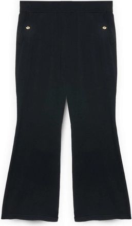 Fiorella Rubino Flare Knit Pants - Dames - Wijde Broeken - Zwart - XS - Nylon - Broeken