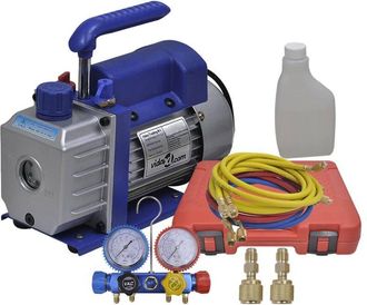 vidaXL Bomba De Vac&iacute;o Una Etapa Y Man&oacute;metro Colector Cuatridireccional Vidaxl