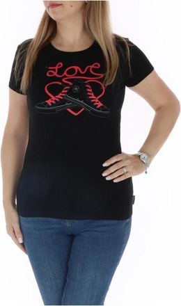 Converse Liefde Hart Tee Zwart Print - Dames - T-shirts - Zwart - S - Katoen - Tops