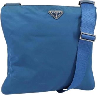 Prada Pre-owned Cross Body Bags, female, Blue, Size: ONE SIZE Pre-owned Nylon Cross Body Bag