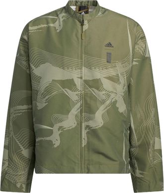 adidas Mens adidas SS22 Logo Printing Solid Color Zipper Jacket Green HE5151