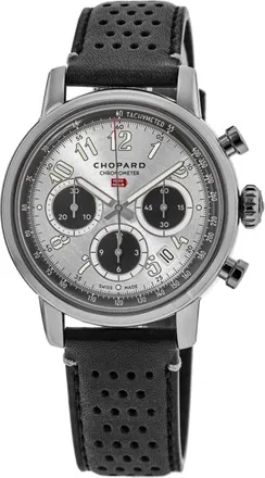 Chopard Mille Miglia Classic Chronograph Automatic Silver Dial Black Leather Strap Mens Watch 168619-3005