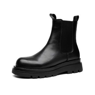 Generic MenS Autumn Winter Slip-On Chelsea Boots - Waterproof, Wide Fit, Non-Slip Outdoor Walking Shoes for Cold And Rainy Weather,Black,7.5 UK