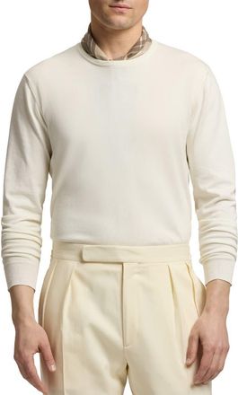 Ralph Lauren Purple Label Cotton Crewneck Sweater in Classic Cream at Nordstrom, Size Xx-Large