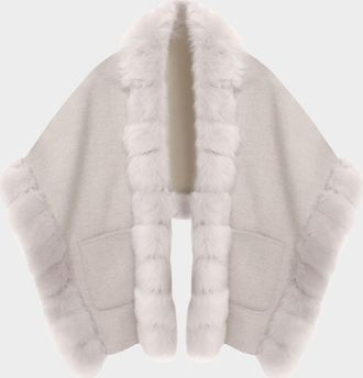 Gorski Reversible Loro Piana Cashmere-Wool Shawl with Merinillo Lamb Shearling Trim