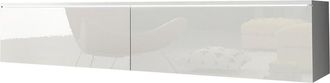 Mirjan24 Mobilier1 - Mueble Tv Sarasota 120, Blanco + Blanco Brillante, N&uacute;mero De Puertas: 0, N&uacute;mero De Cajones: 0, 140x30x33cm
