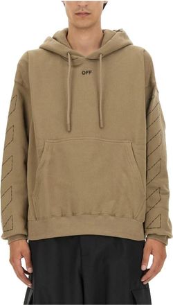 Off-white Off Stitch Skate Hoodie - Heren - Hoodies - Beige - S - Hoodies & sweatvesten