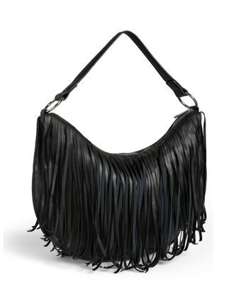 Pieces Womens Pcpinna Fringes Shoulder Bag Wb, Black, One Size