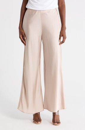 Renee C Satin Wide Leg Pants in Beige at Nordstrom Rack, Size X-Large