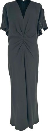 Victoria Beckham Gathered Midi Dress in Black Viscose