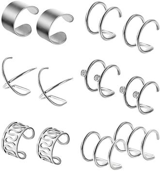 Generic Ear Clip Cuff Earrings Set Non-Piercing Hollow U-Shape Clip Earrings for Men and Women Convenient Handled