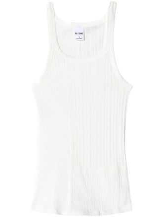 Re/Done Geribbelde tanktop - Wit